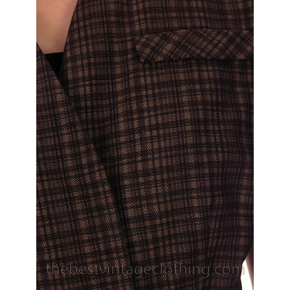 1950s Vintage Silk Suit Short Sleeves Plaid Blums-Vogue Unique 38-25-36 High Quality