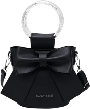 1PCS Stylish Women's Bucket Bag with Detachable Strap & Bow Accent - Casual Shoulder Crossbody Purse