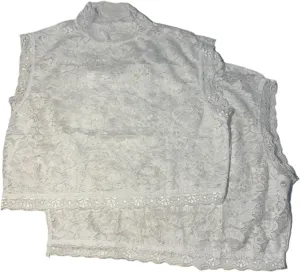 2X Women Mock Neck Lace Crop Vest Tank Top Basic Sleeveless Slim Fit Cami Cropped Blouse Tops