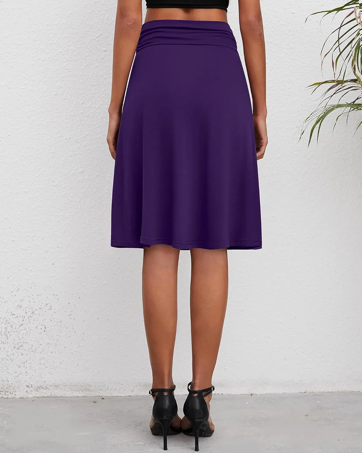 3 Pack Womens Midi Skirts Flowy Lightweight Knee Length Casual Elastic Waist Modest Flared Skirts Trendy Summer