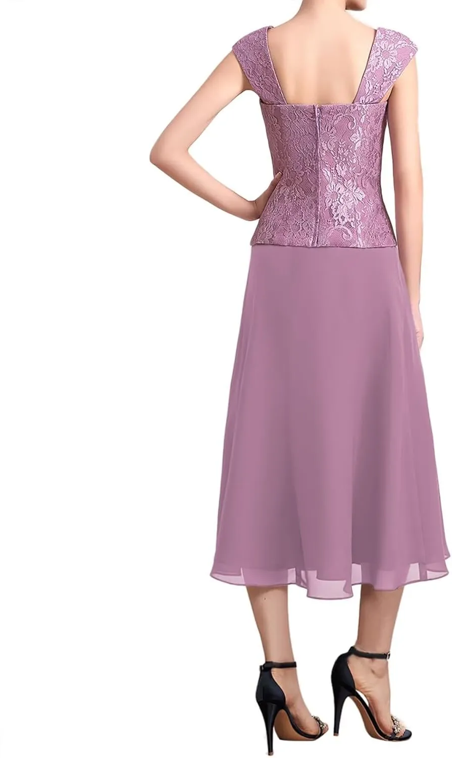 3 Pieces Mother of The Bride Dresses Women Chiffon Formal Evening Gowns with Long Sleeve Jackets