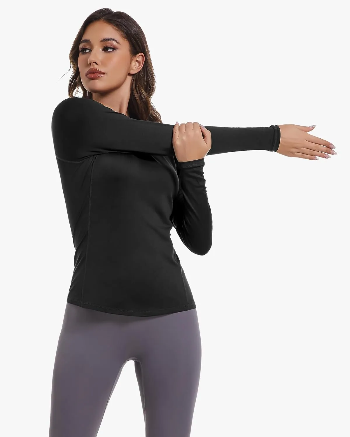 4 Pack Women's Compression Shirts Long Sleeve Athletic Workout Tops Sun Protection Cool Dry Undershirt for Yoga Gym