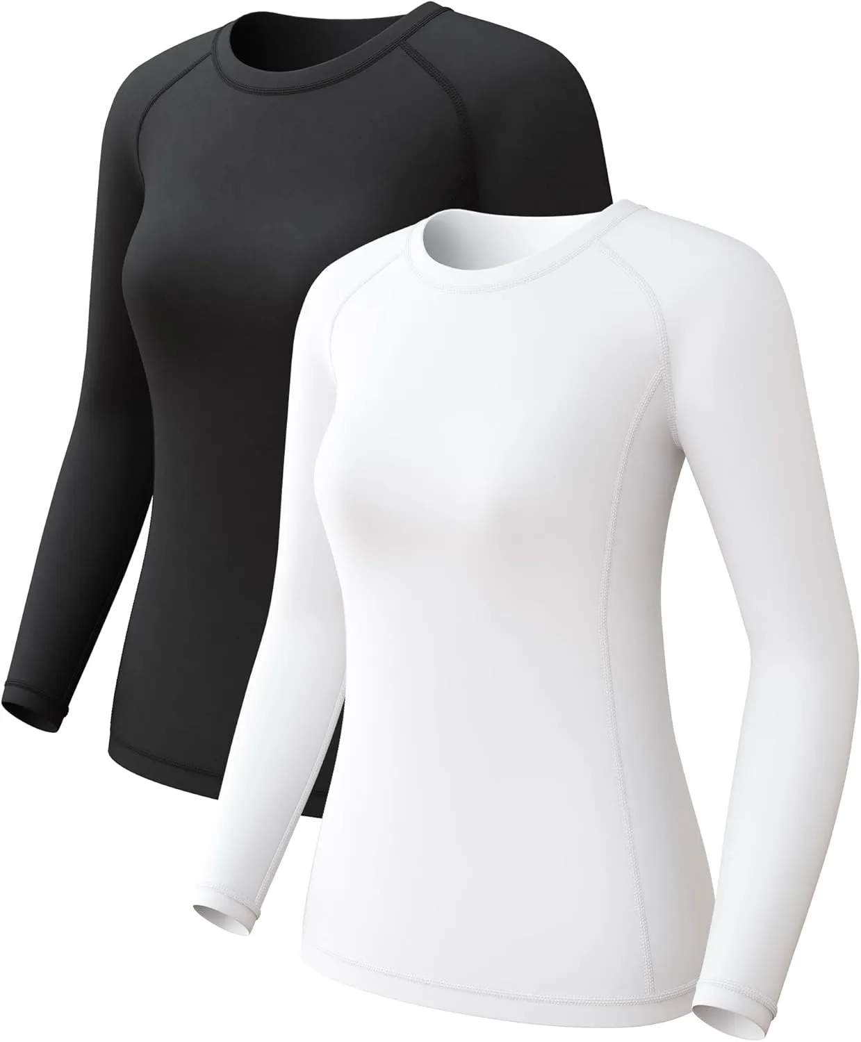 4 Pack Women's Compression Shirts Long Sleeve Athletic Workout Tops Sun Protection Cool Dry Undershirt for Yoga Gym