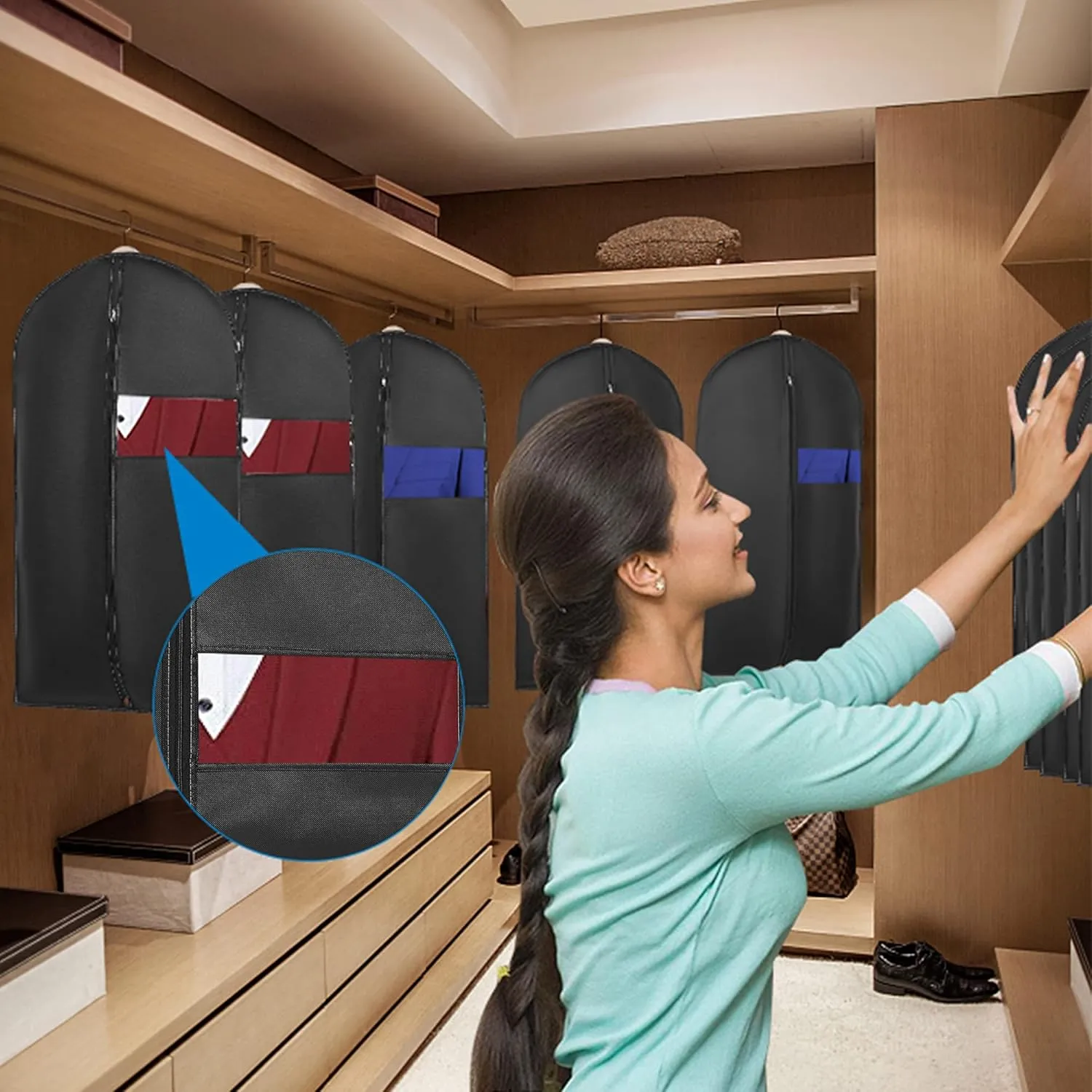 40Garment Bags3 PackSuit Bag for Storage Hanging Clothes Suitable for Storage of Dresses Suits Overcoats Garment Can Provide Neatness and Space-Saving for Your Wardrobe (Black, 40  24 Inch)