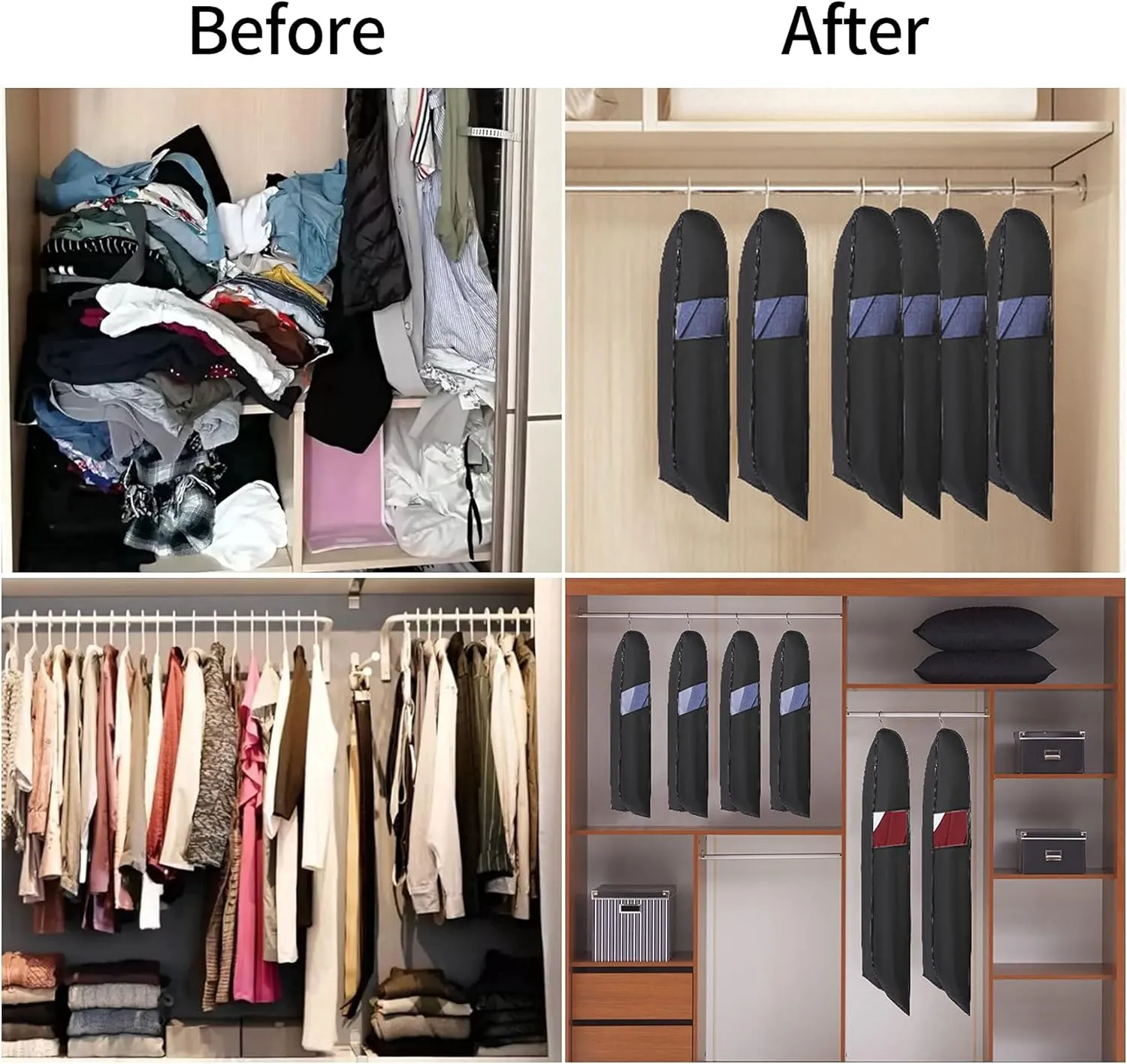 40Garment Bags3 PackSuit Bag for Storage Hanging Clothes Suitable for Storage of Dresses Suits Overcoats Garment Can Provide Neatness and Space-Saving for Your Wardrobe (Black, 40  24 Inch)