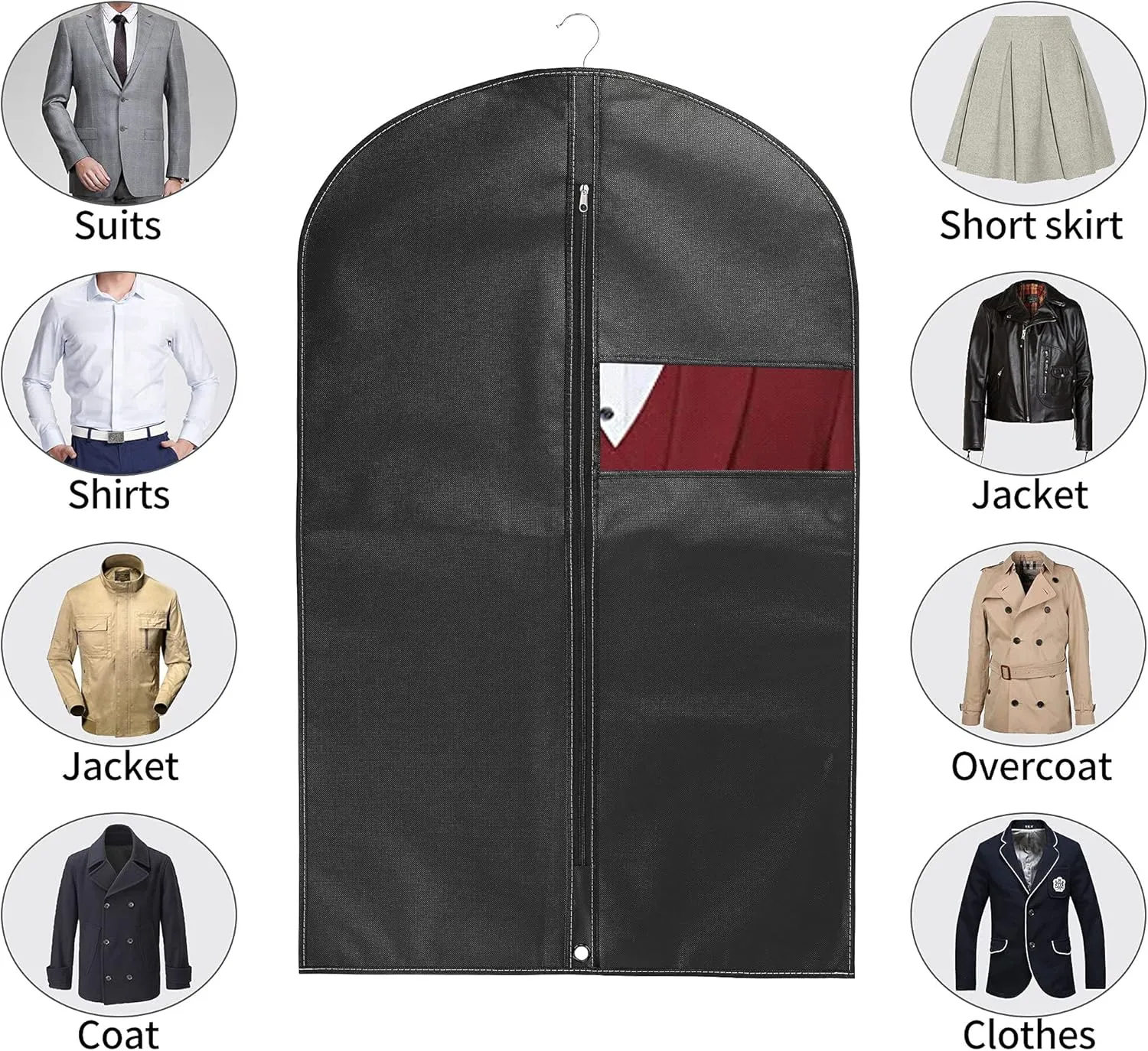40Garment Bags3 PackSuit Bag for Storage Hanging Clothes Suitable for Storage of Dresses Suits Overcoats Garment Can Provide Neatness and Space-Saving for Your Wardrobe (Black, 40  24 Inch)