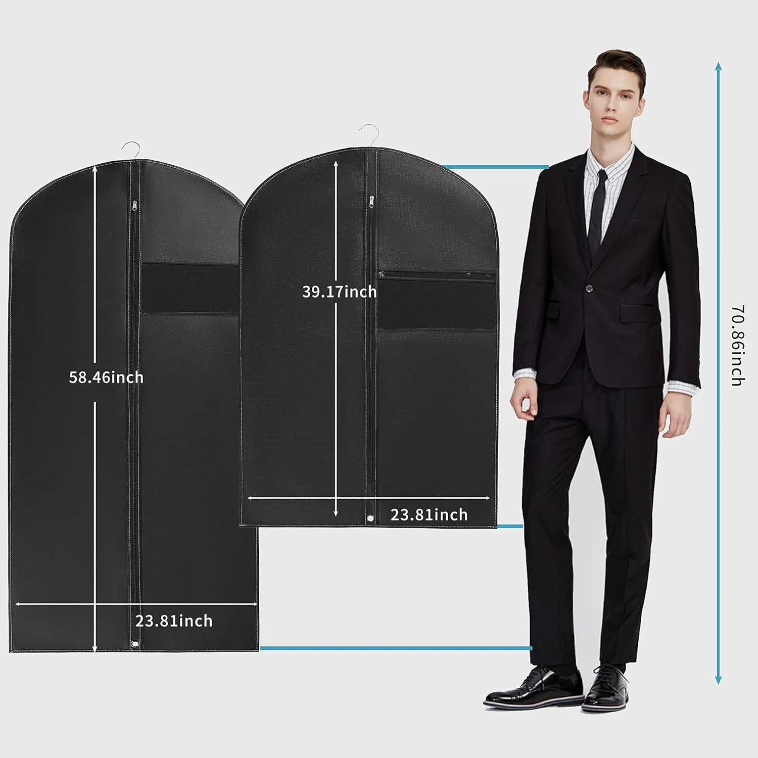 40Garment Bags3 PackSuit Bag for Storage Hanging Clothes Suitable for Storage of Dresses Suits Overcoats Garment Can Provide Neatness and Space-Saving for Your Wardrobe (Black, 40  24 Inch)