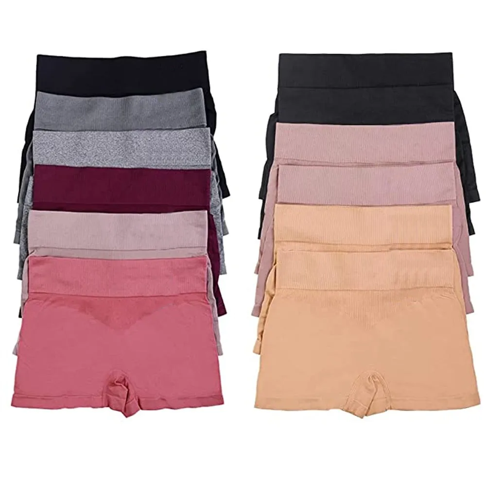 6 High Waist Seamless Boyshorts Panties Womens Underwear Boxer Briefs One Size