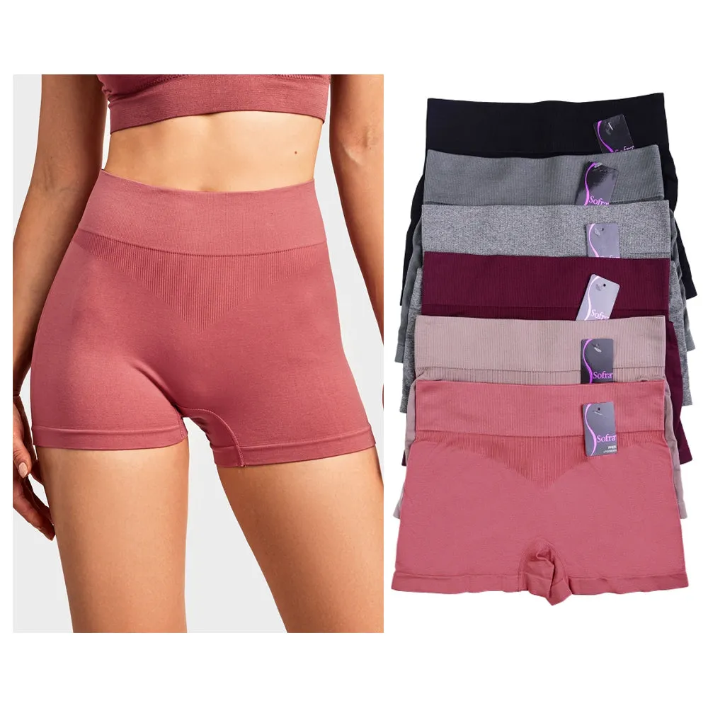 6 High Waist Seamless Boyshorts Panties Womens Underwear Boxer Briefs One Size