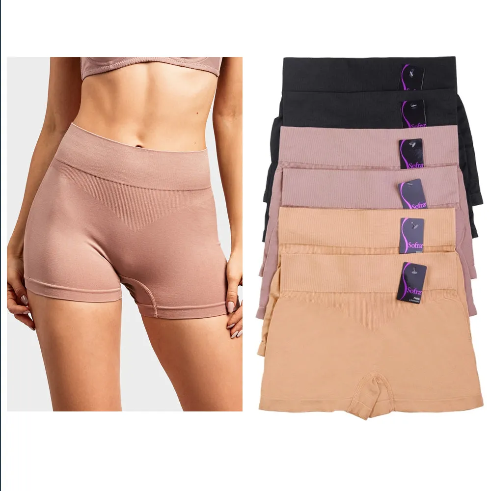 6 High Waist Seamless Boyshorts Panties Womens Underwear Boxer Briefs One Size
