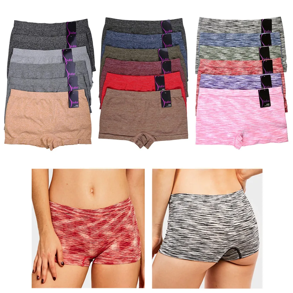 6 Pack Seamless Boyshorts Womens Underwear Lot Booty Panties Boxer Brief Spandex