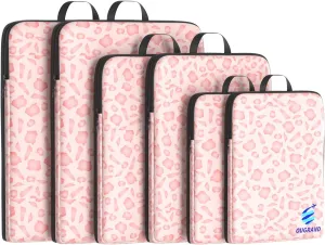 6 Set Compression Packing Cubes for Travel, Durable Luggage Organizer Bags, Lightweight Suitcase Organizer Bags Set for Travel Essentials (Pink Petal)