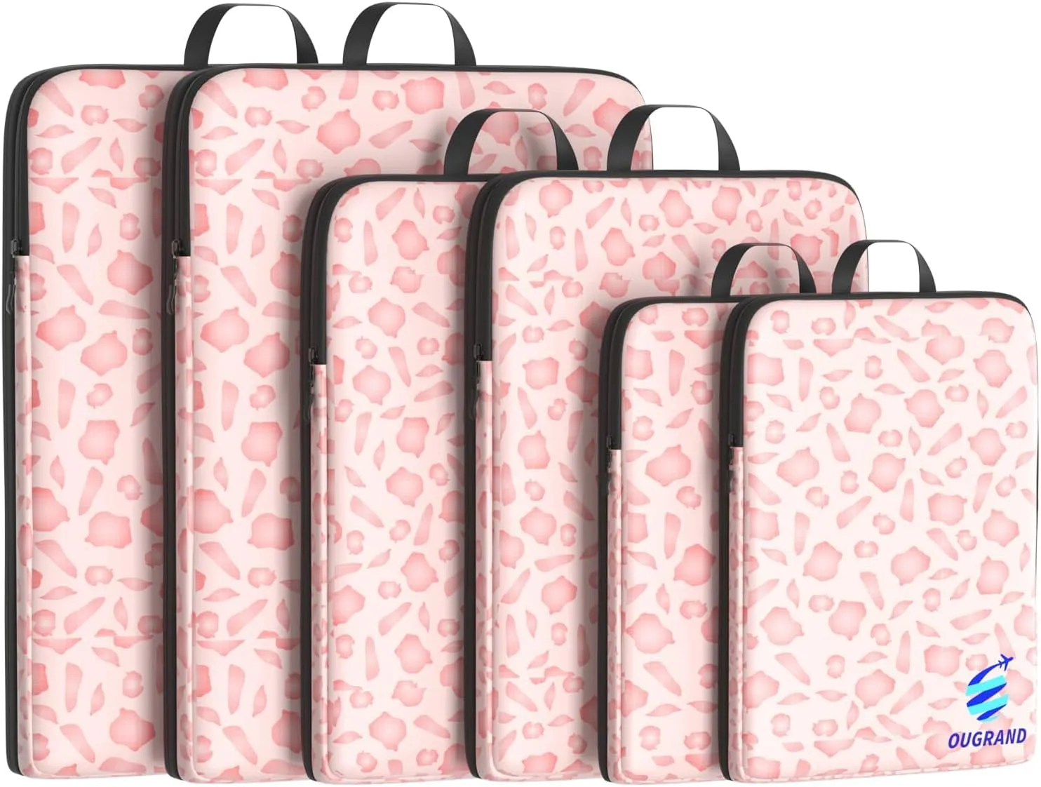 6 Set Compression Packing Cubes for Travel, Durable Luggage Organizer Bags, Lightweight Suitcase Organizer Bags Set for Travel Essentials (Pink Petal)