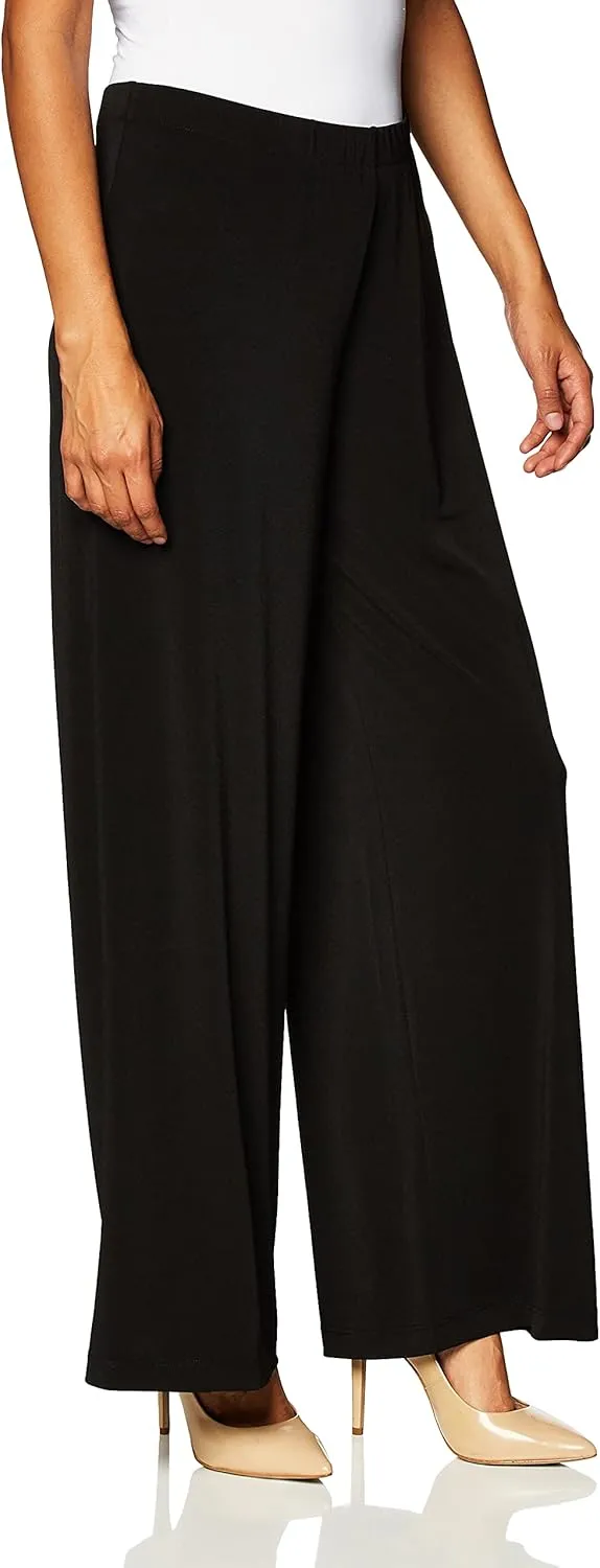 AGB Women's Soft Knit Palazzo Wide Leg Pant (Petite, Standard and Plus Sizes)