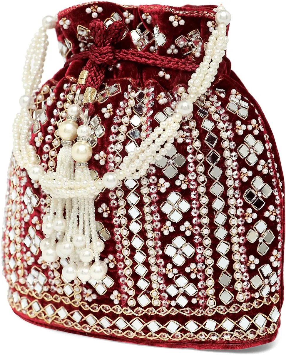 Aheli Potli Purses Gift for Women Handmade Evening Handbag Stylish Bridal Fashion Wristlet Bag
