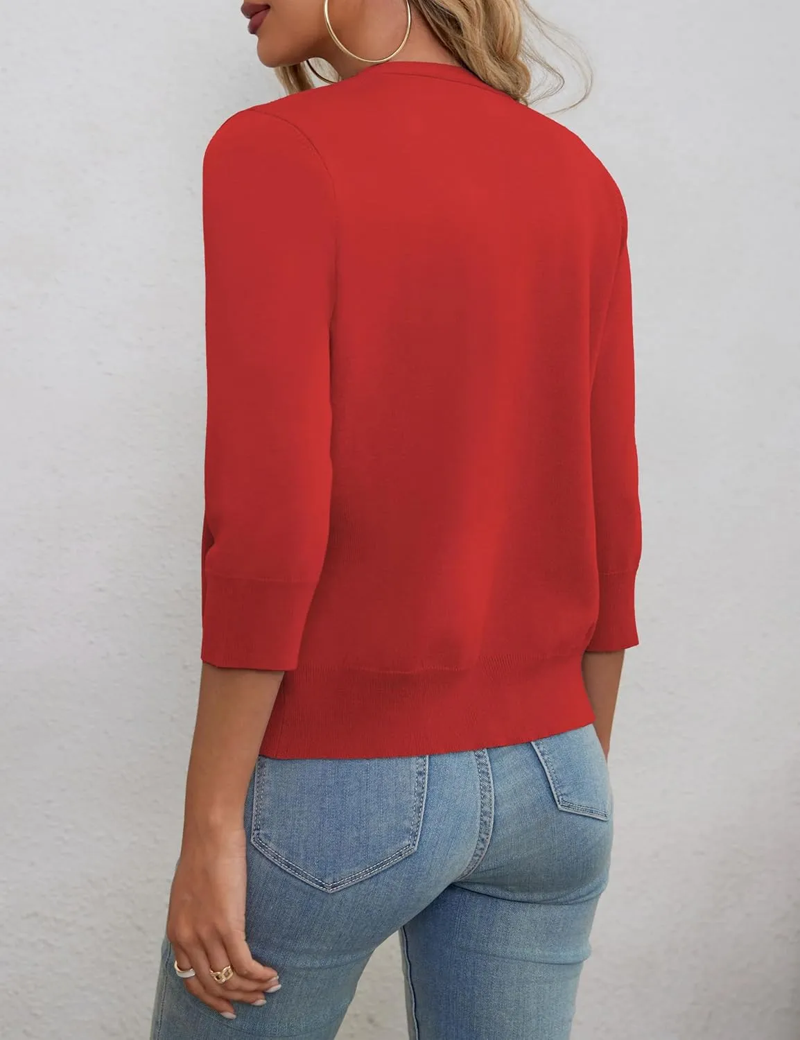 a.Jesdani Women's 3/4 Sleeve Shrugs Open Front Cropped Sweater Cardigan