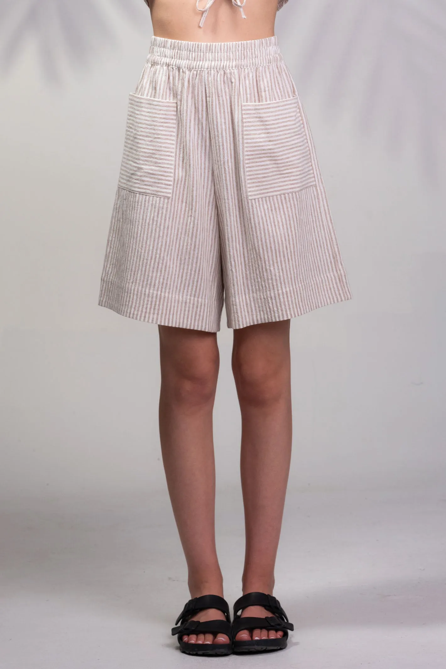 Alison Sheri Sand Stripe Linen Blend Shorts A45481