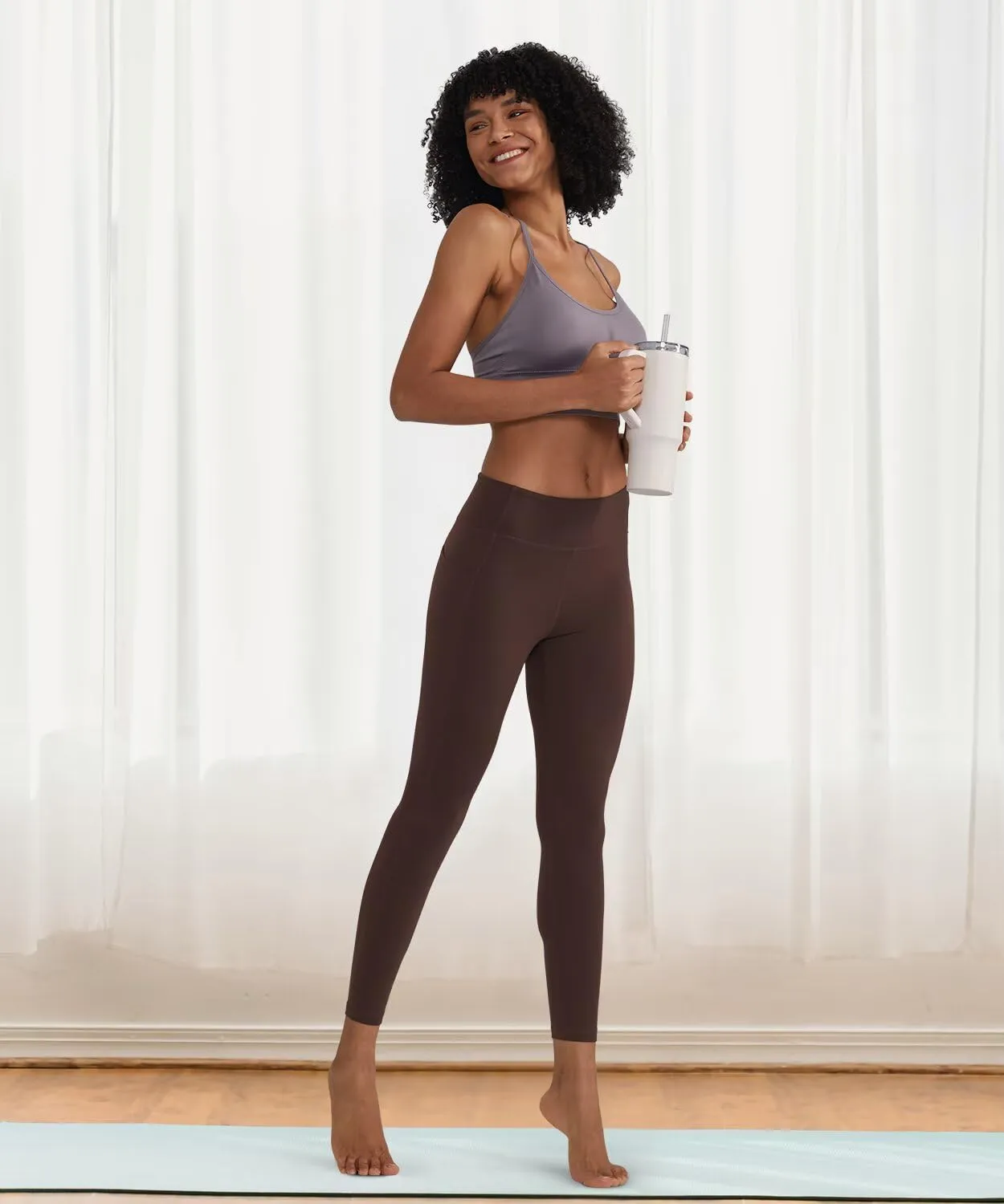 ALONG FIT High Waisted Leggings with Pockets, Tummy Control Workout Leggings for Women 25 Soft Yoga Pants Gym Sport Lounge