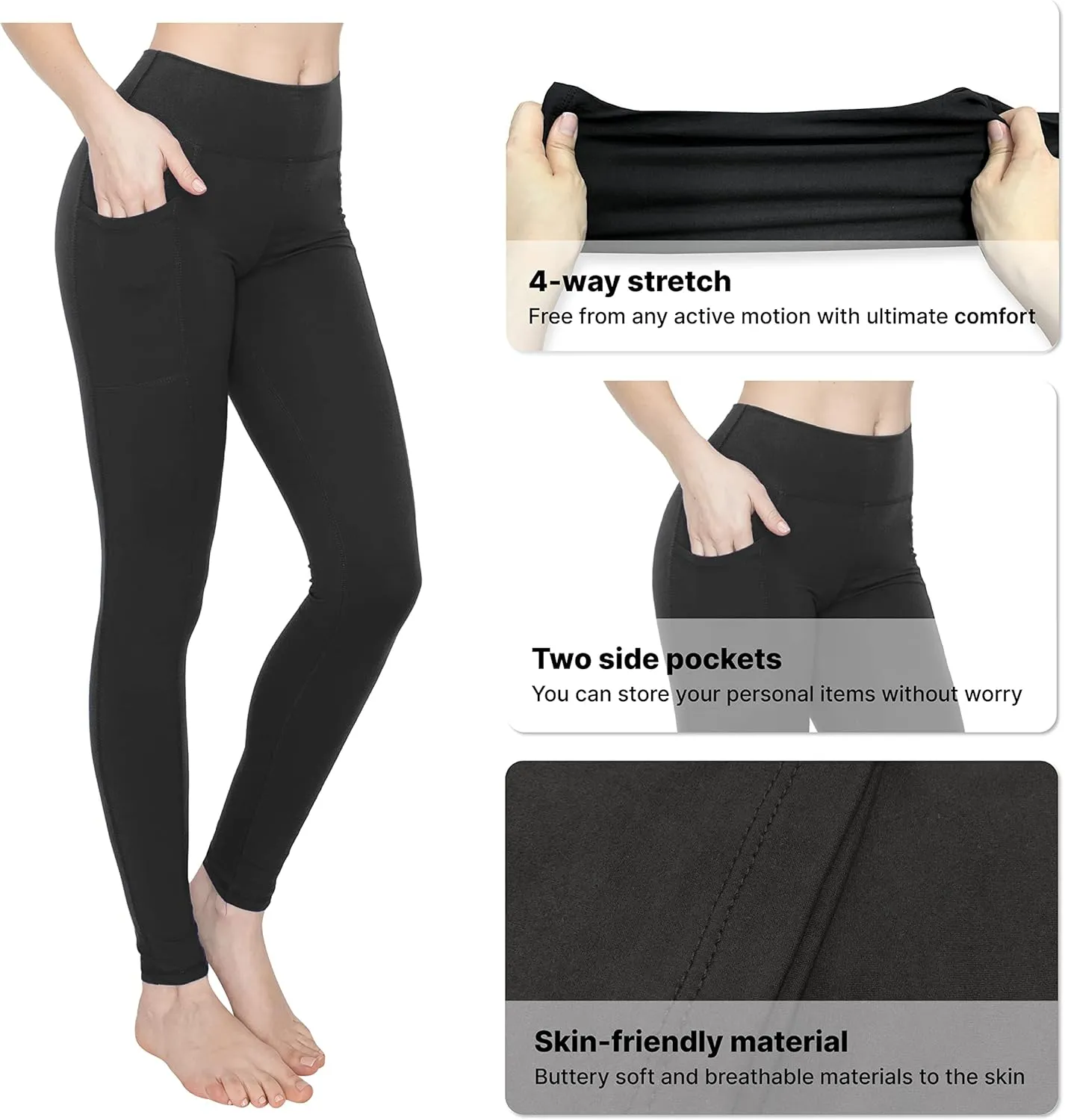 ALWAYS Pockets Yoga Pants Leggings for Women - Super Soft Stretch High Waisted Active Workout Gym Athletic Leggings