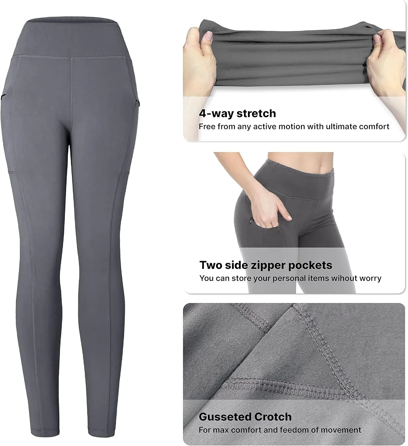 ALWAYS Pockets Yoga Pants Leggings for Women - Super Soft Stretch High Waisted Active Workout Gym Athletic Leggings