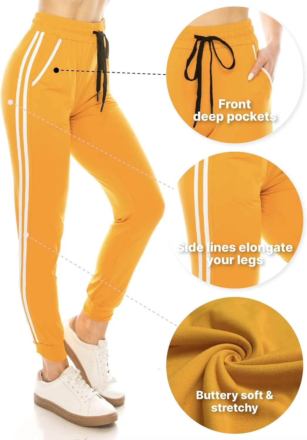 ALWAYS Women Joggers Casual Sweatpants - Super Soft Light Comfy Lounge Striped Pants with Pockets