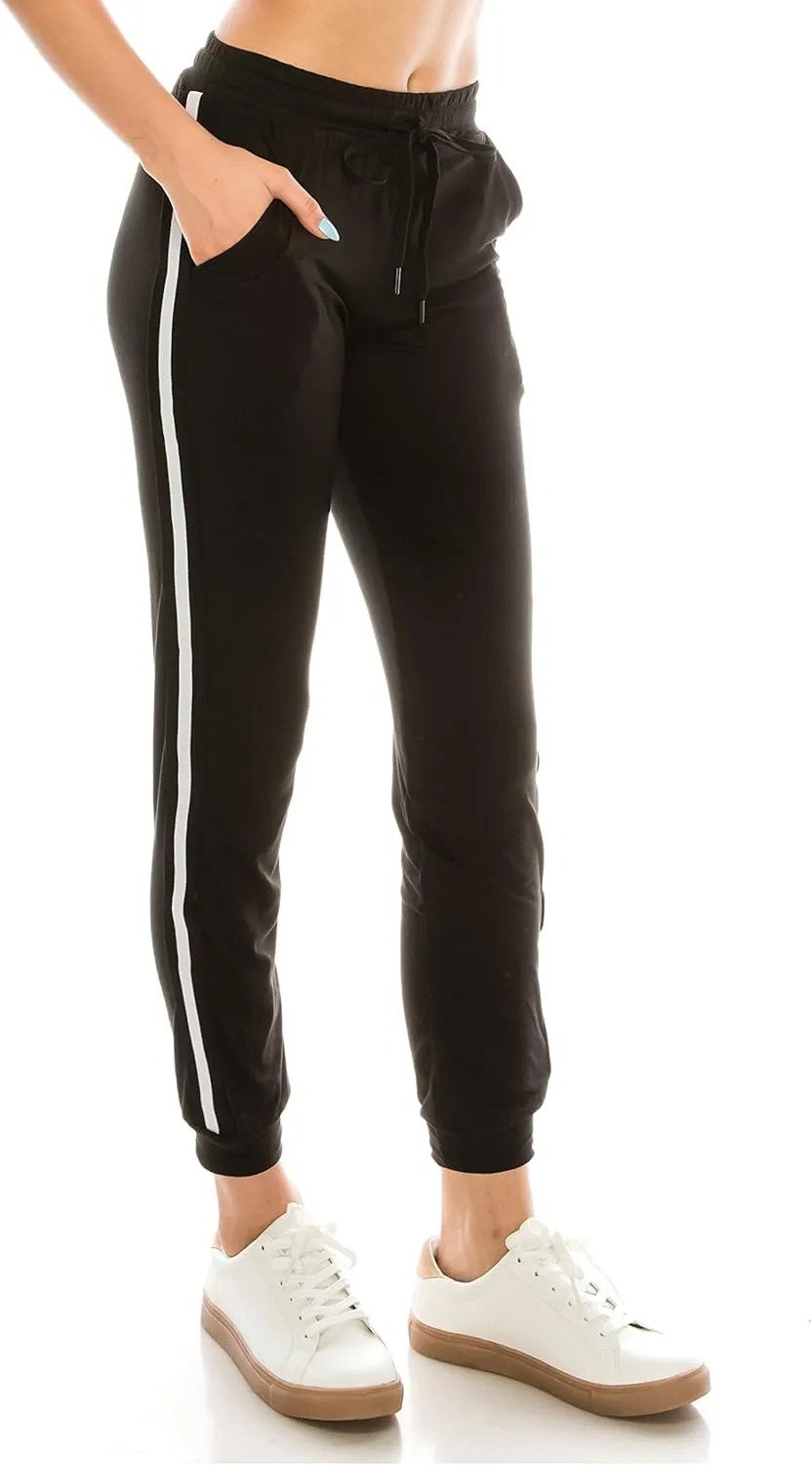 ALWAYS Women Joggers Casual Sweatpants - Super Soft Light Comfy Lounge Striped Pants with Pockets