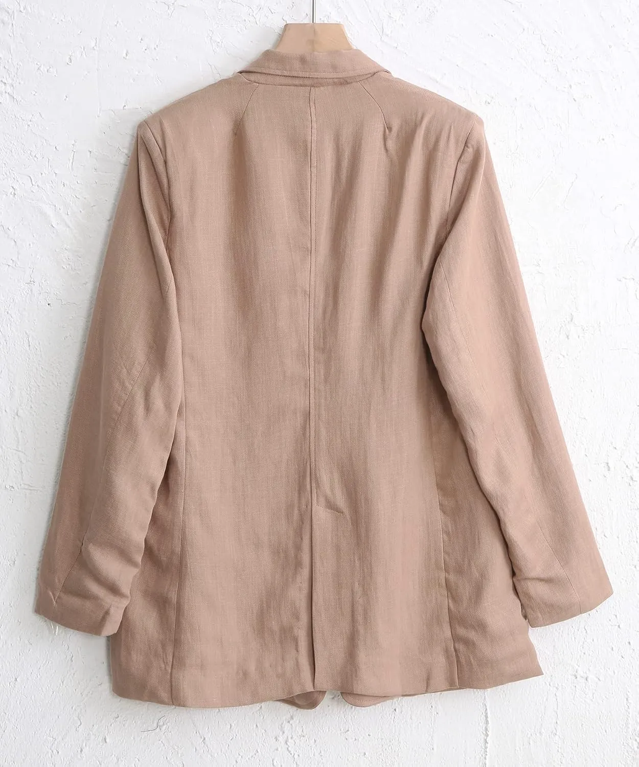 Amazhiyu Womens Linen Blend Notched Buttoned Blazer Jackets Long Sleeve Casual Office Coat