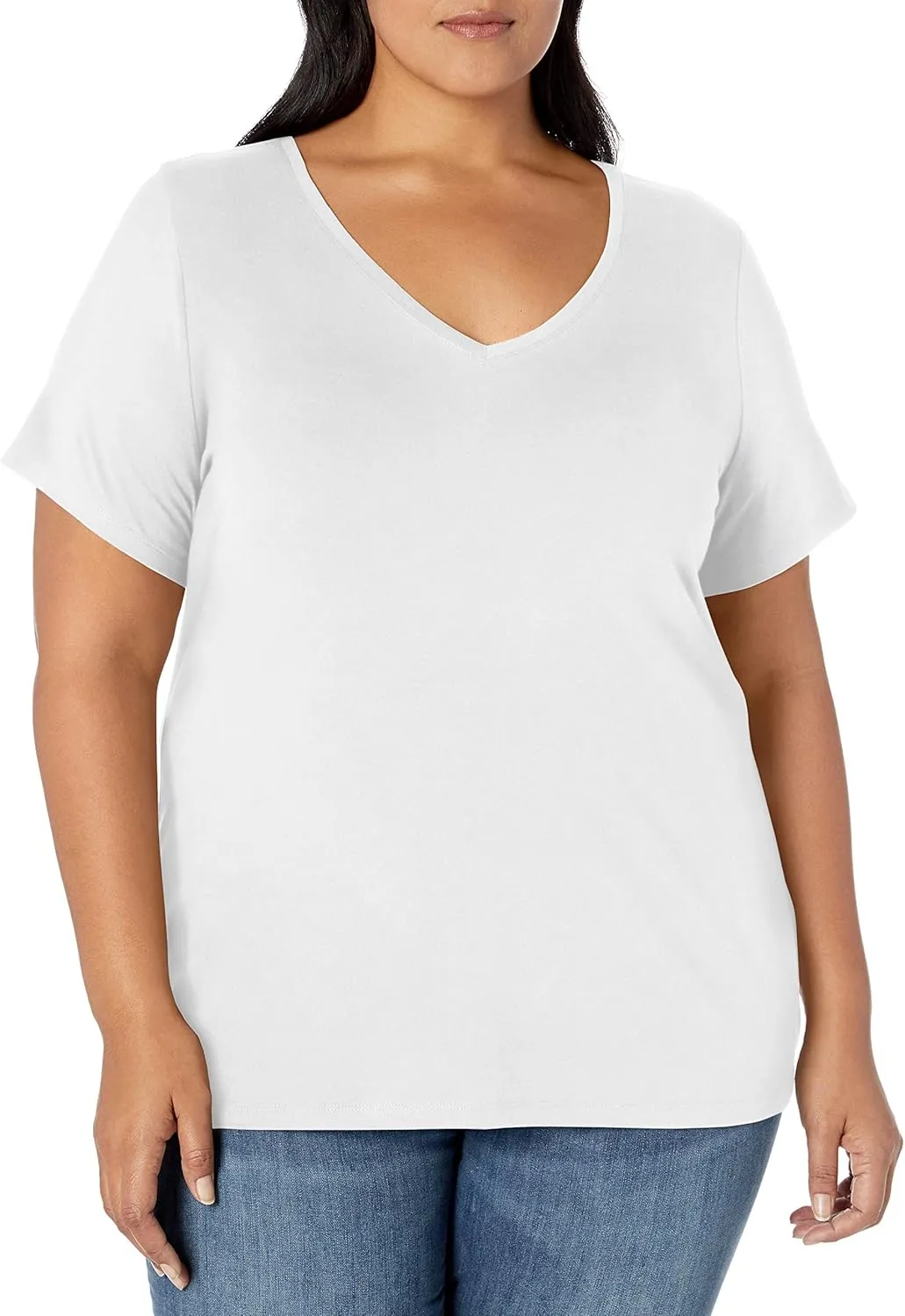 Amazon Essentials Women's Plus Size Short-Sleeve V-Neck T-Shirt, Multipacks