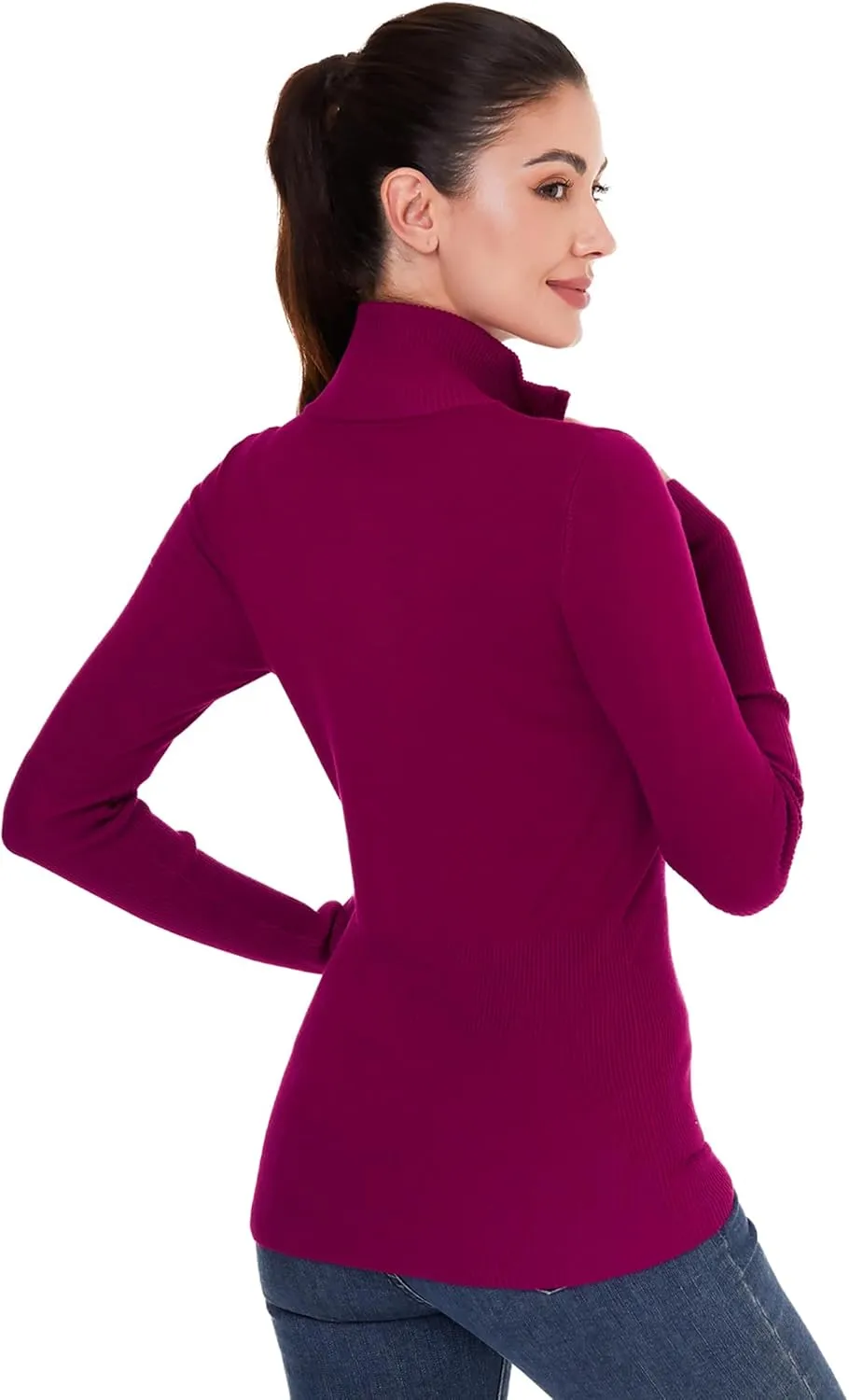 AmlieBoutik Women Stand Collar Zip up Knit Long Sleeve Cardigan Sweater Jackets