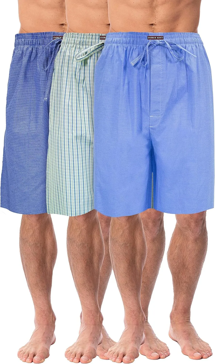 Andrew Scott Men's Soft Poplin Woven Pajama & Sleep Jam Cargo Short Lounge Pants | Multi Packs