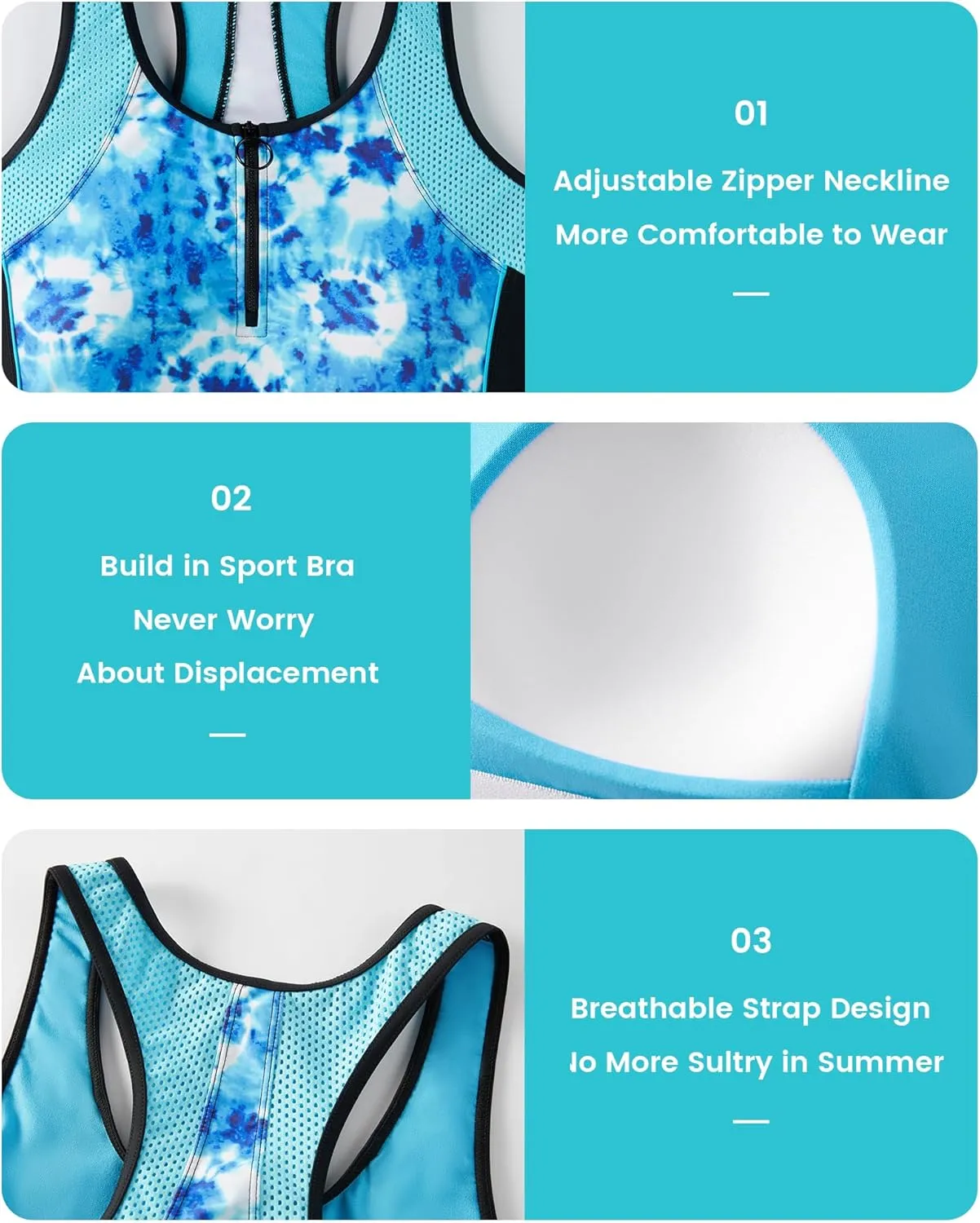 Angel season Plus Size Tankini Swimsuits Tops for Women Swim Top Only Tummy Control Bathing Suits Zippered Swimswear