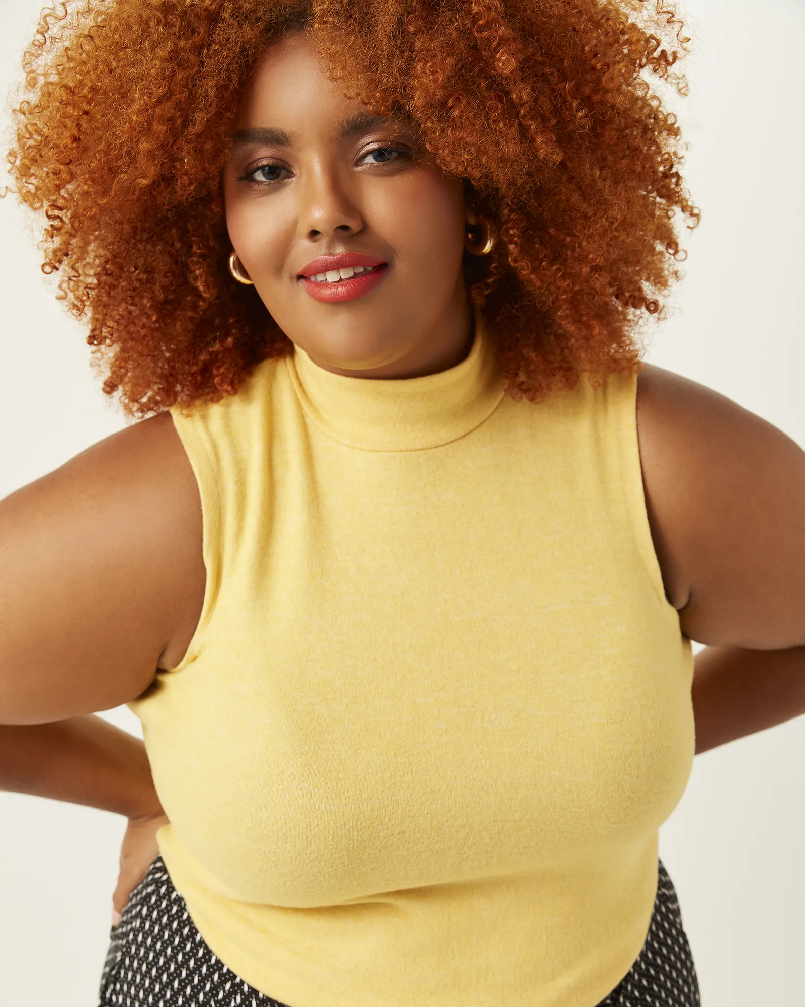 Angela Mock Neck Sweater Tank | Yellow