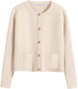ANRABESS Women Striped Cardigan Sweaters Button Down Cropped Knit Lady Jackets Coat 2025 Fall Outfits Spring Trendy Clothes