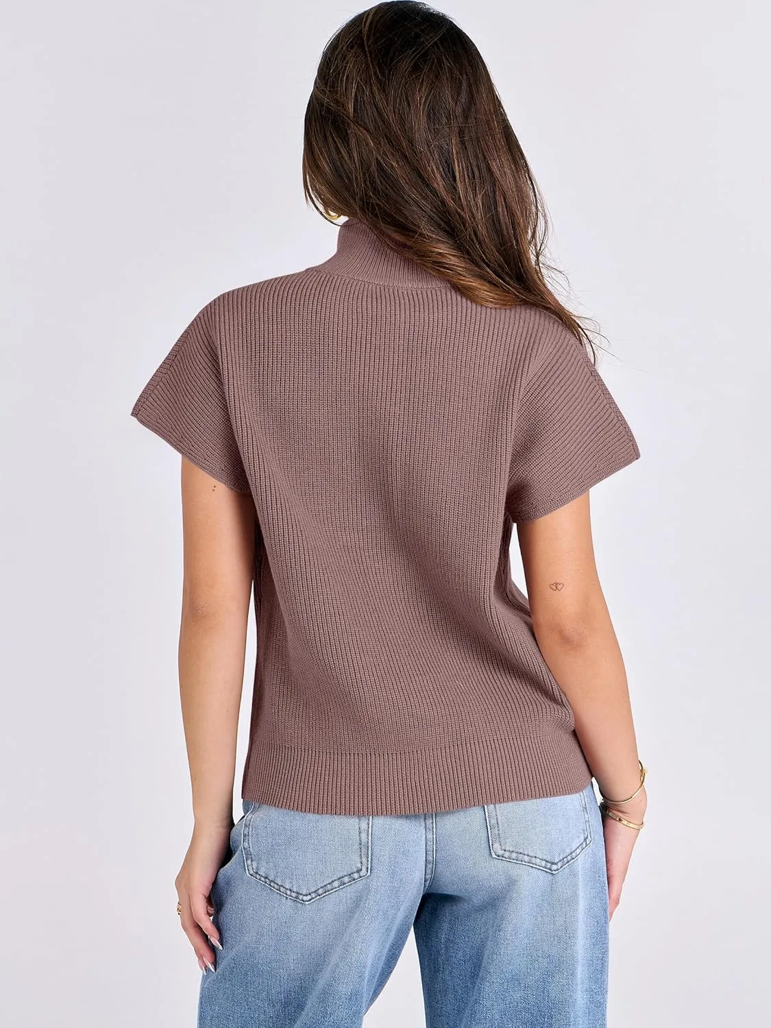 ANRABESS Womens Short Sleeve Sweaters V Neck Button Down Pullover Sweater Tops Loose Casual Knit 2025 Summer Outfits