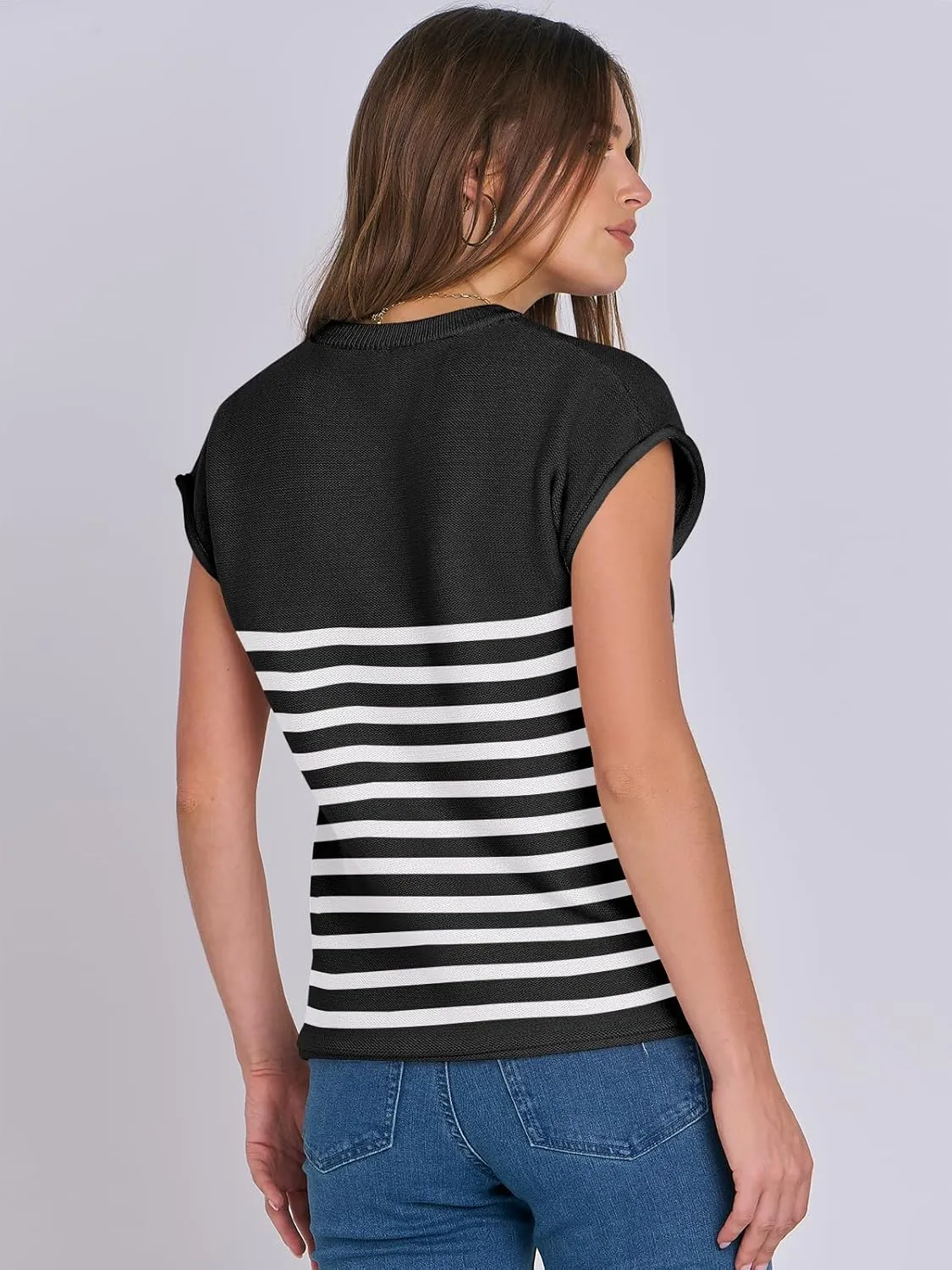 ANRABESS Womens Summer Cap Sleeve Sweater Crewneck Sleeveless Knit Tops Casual Fit Vest 2025 Trendy Tank Top Shirts