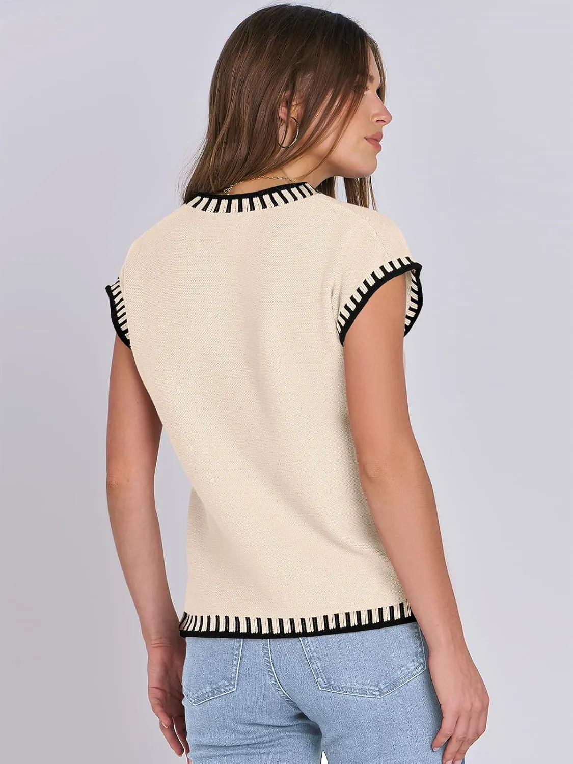 ANRABESS Womens Summer Cap Sleeve Sweater Crewneck Sleeveless Knit Tops Casual Fit Vest 2025 Trendy Tank Top Shirts