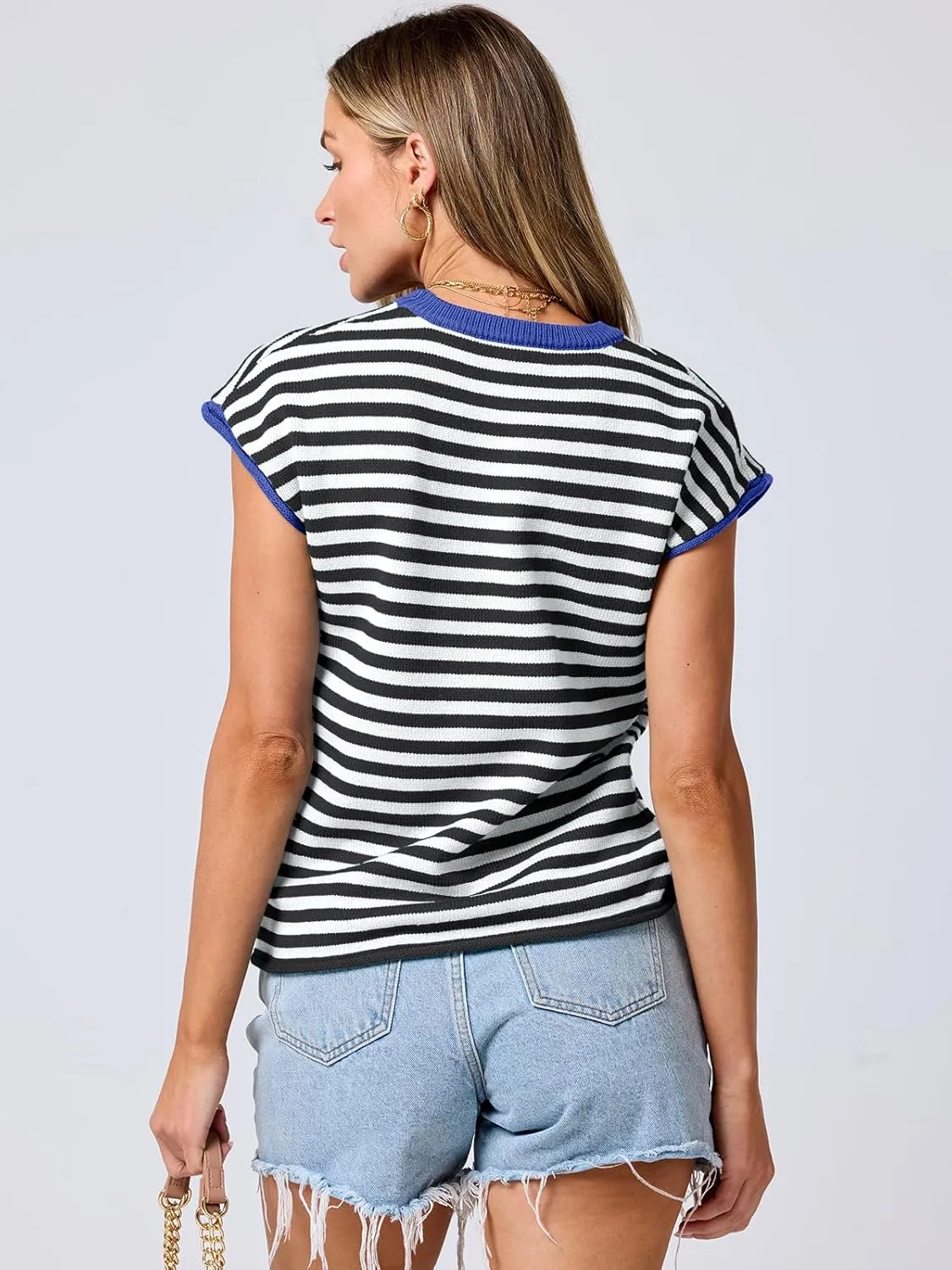ANRABESS Womens Summer Cap Sleeve Sweater Crewneck Sleeveless Knit Tops Casual Fit Vest 2025 Trendy Tank Top Shirts