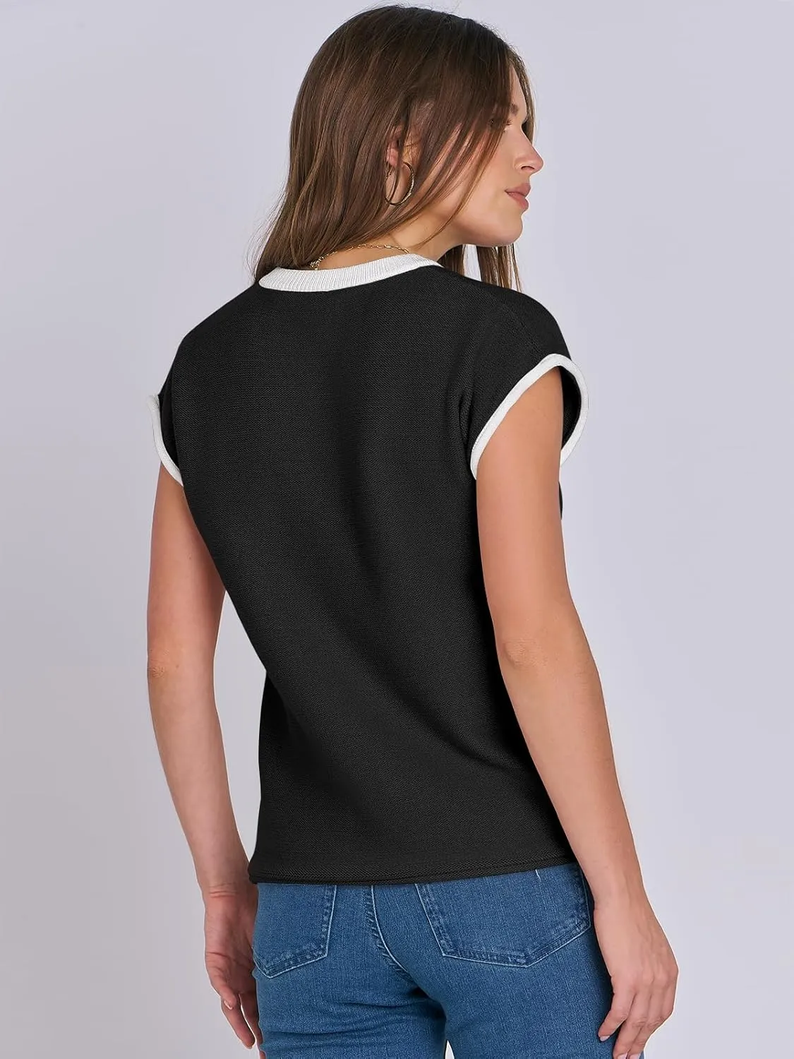 ANRABESS Womens Summer Cap Sleeve Sweater Crewneck Sleeveless Knit Tops Casual Fit Vest 2025 Trendy Tank Top Shirts