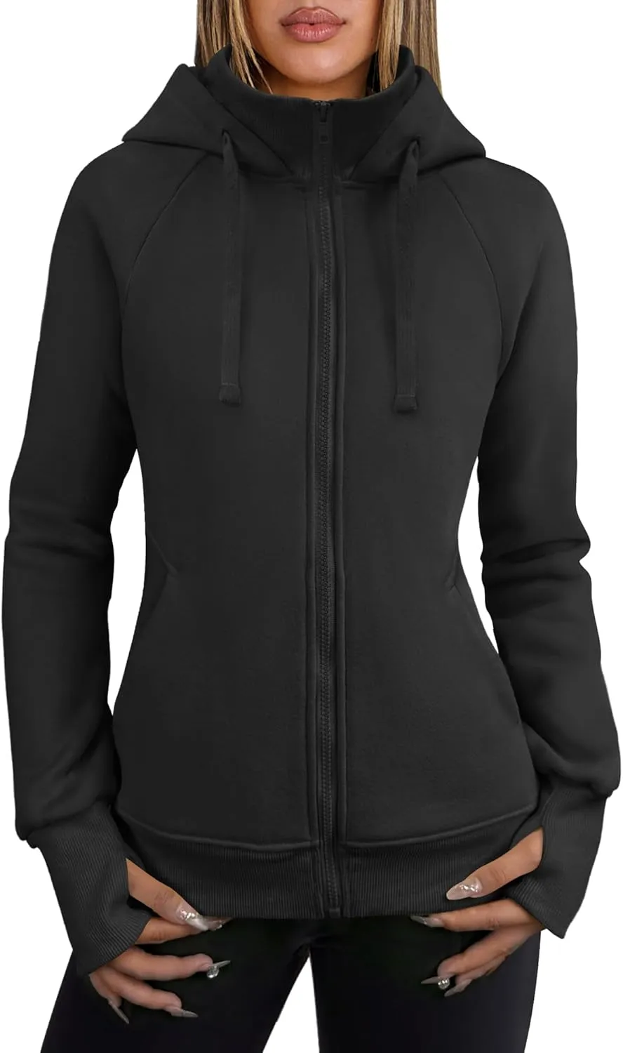 ANRABESS Womens Zip Up Hoodies Fleece Jackets Long Sleeve Sweatshirts Pockets Casual Fall Fashion Preppy Outfits Y2k Clothes