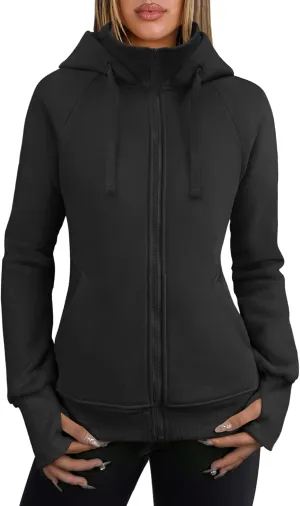 ANRABESS Womens Zip Up Hoodies Fleece Jackets Long Sleeve Sweatshirts Pockets Casual Fall Fashion Preppy Outfits Y2k Clothes