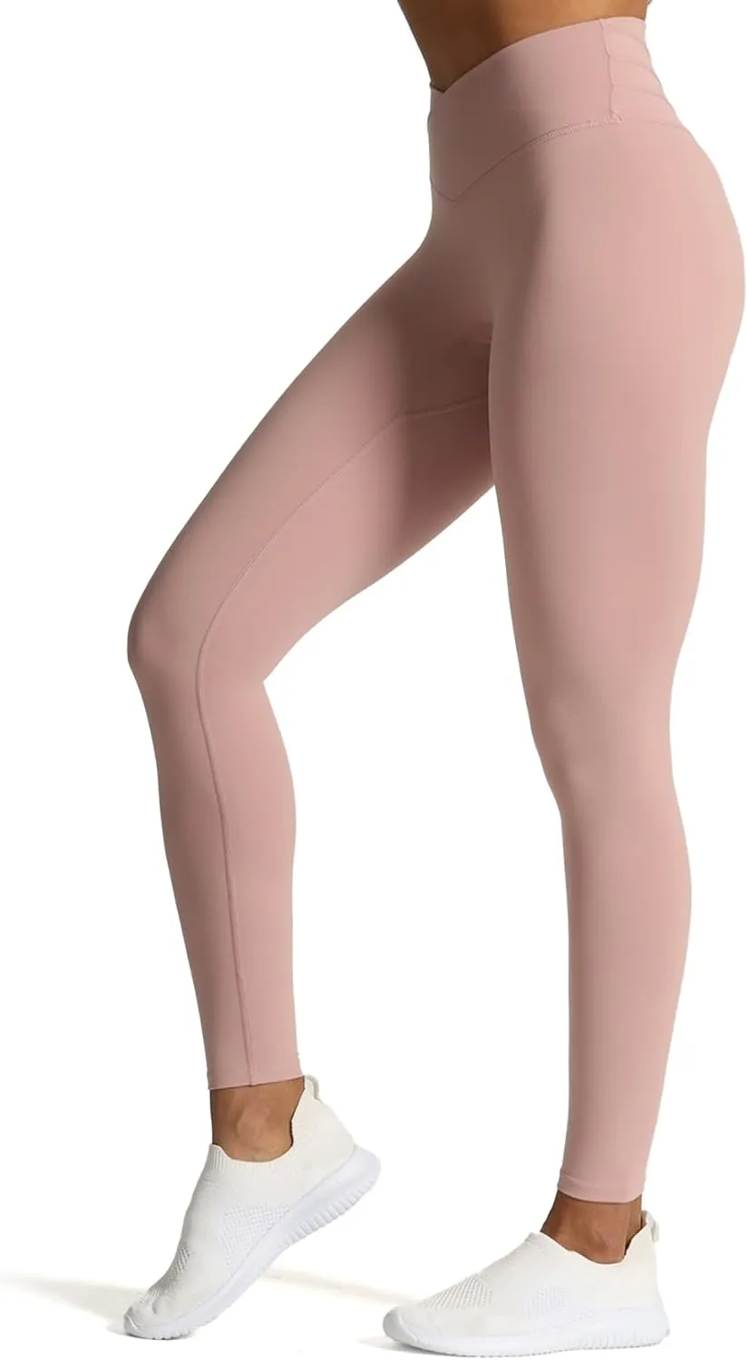 Aoxjox High Waisted Workout Leggings for Women Cross-Waist Crossover Tummy Control Trinity Buttery Soft Yoga Pants 26"