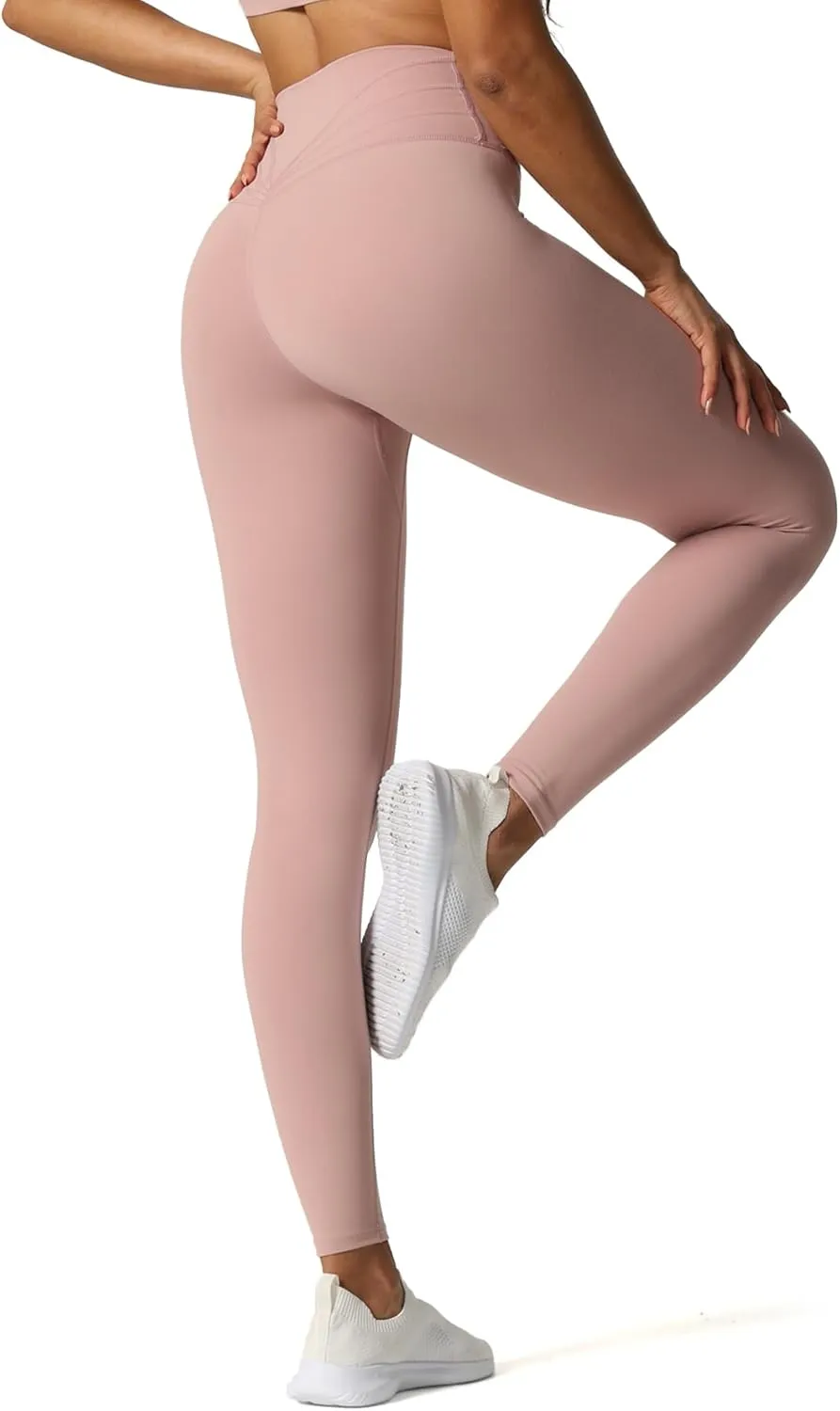 Aoxjox High Waisted Workout Leggings for Women Cross-Waist Crossover Tummy Control Trinity Buttery Soft Yoga Pants 26"