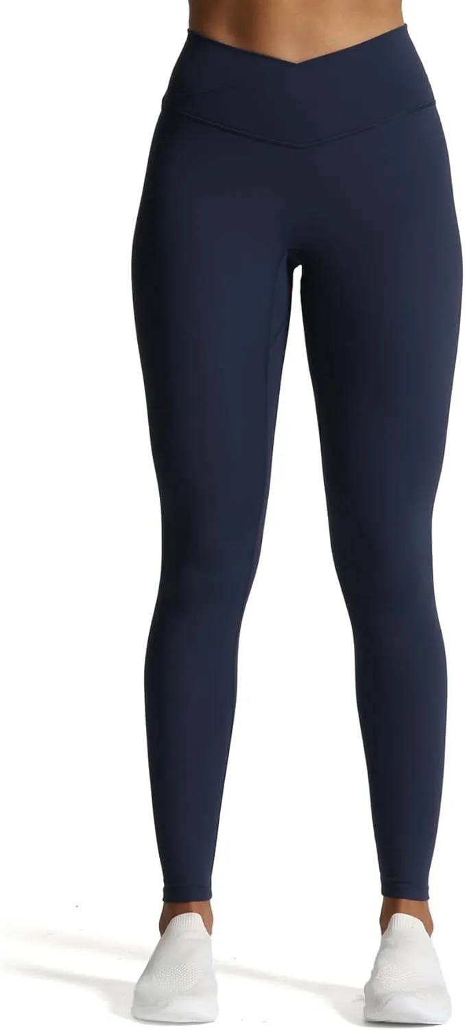 Aoxjox High Waisted Workout Leggings for Women Cross-Waist Crossover Tummy Control Trinity Buttery Soft Yoga Pants 26"