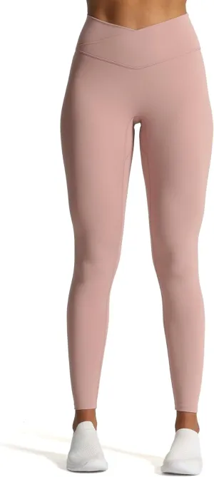 Aoxjox High Waisted Workout Leggings for Women Cross-Waist Crossover Tummy Control Trinity Buttery Soft Yoga Pants 26"