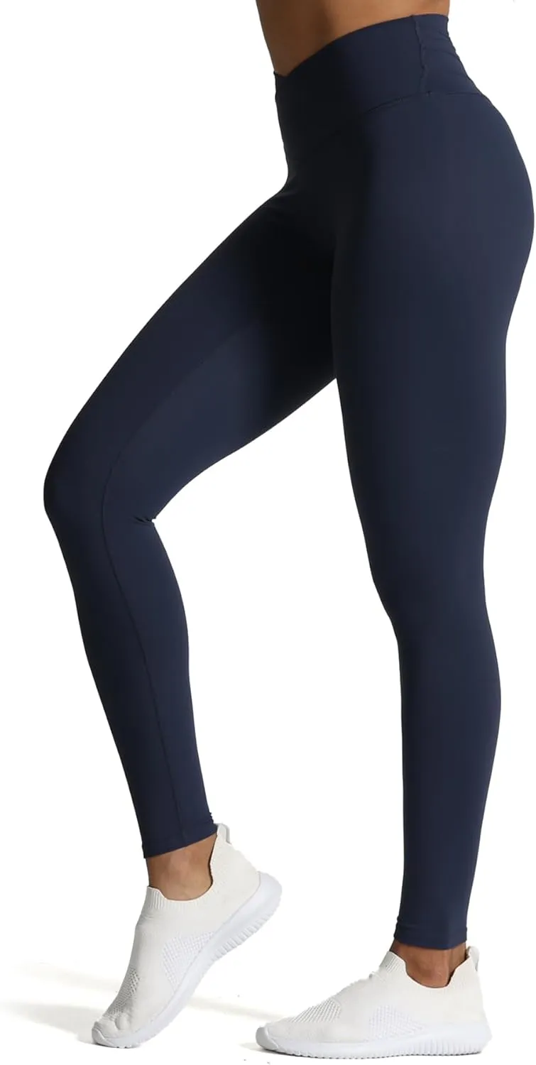 Aoxjox High Waisted Workout Leggings for Women Cross-Waist Crossover Tummy Control Trinity Buttery Soft Yoga Pants 26"
