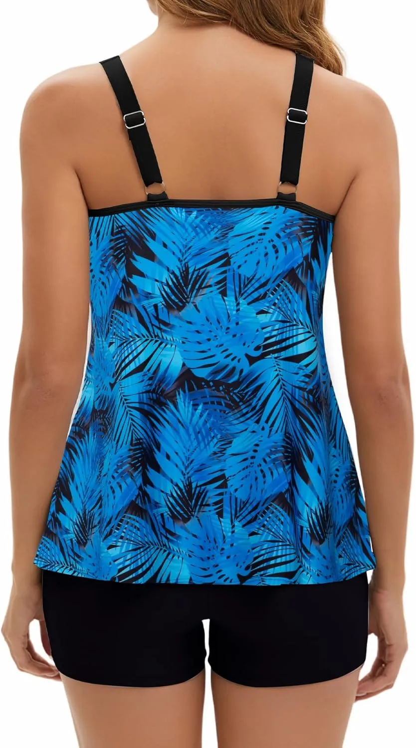 Arolina Tankini Swimsuits for Women Tummy Control Two Piece Bathing Suits Flowy Swim Tops with Boy Shorts