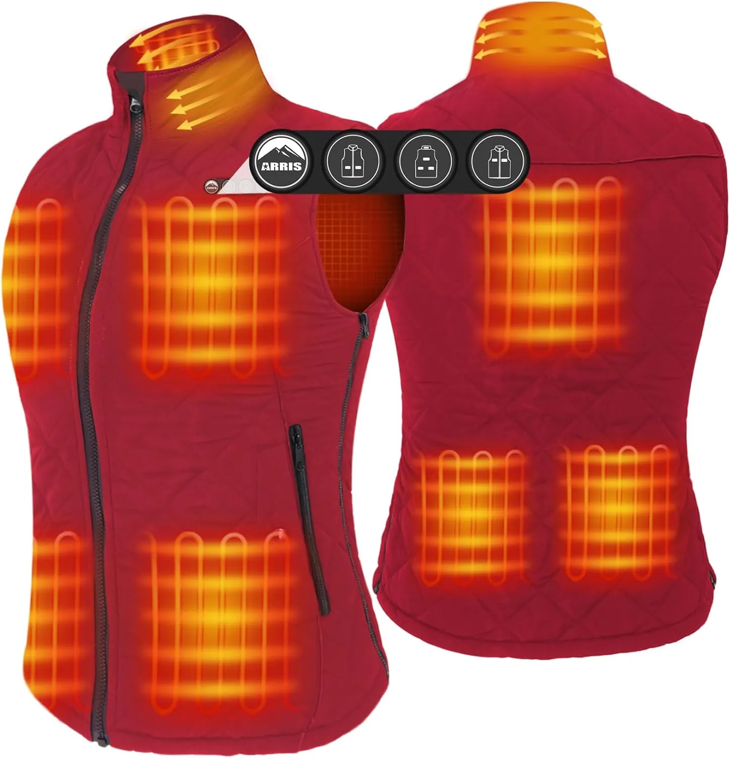 ARRIS Women`s Heated Vest, Size Adjustable 7.4V Electric Warm Vest with Battery Pack