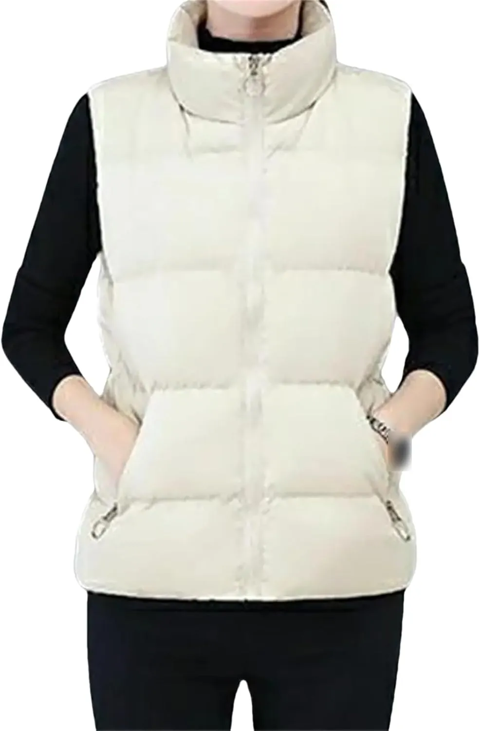 Autumn Winter Fleece Lining Waistcoat Cotton Padded Women Vest Zipper Stand Collar Sleeveless Jacket Streetwear