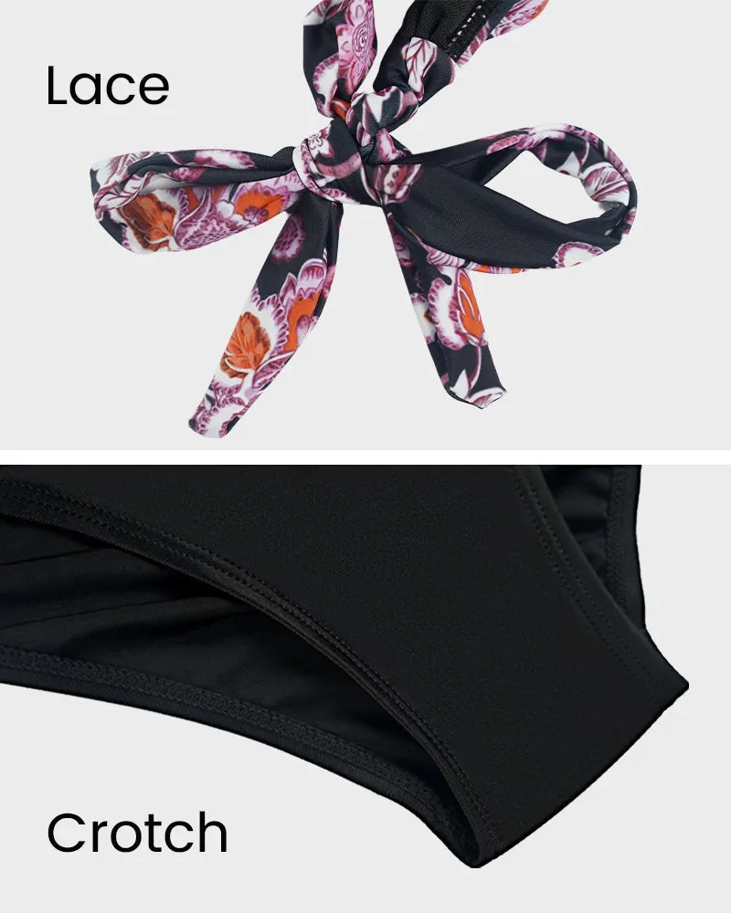 Backless One-Piece Swimsuit with Deep V Halter Neck