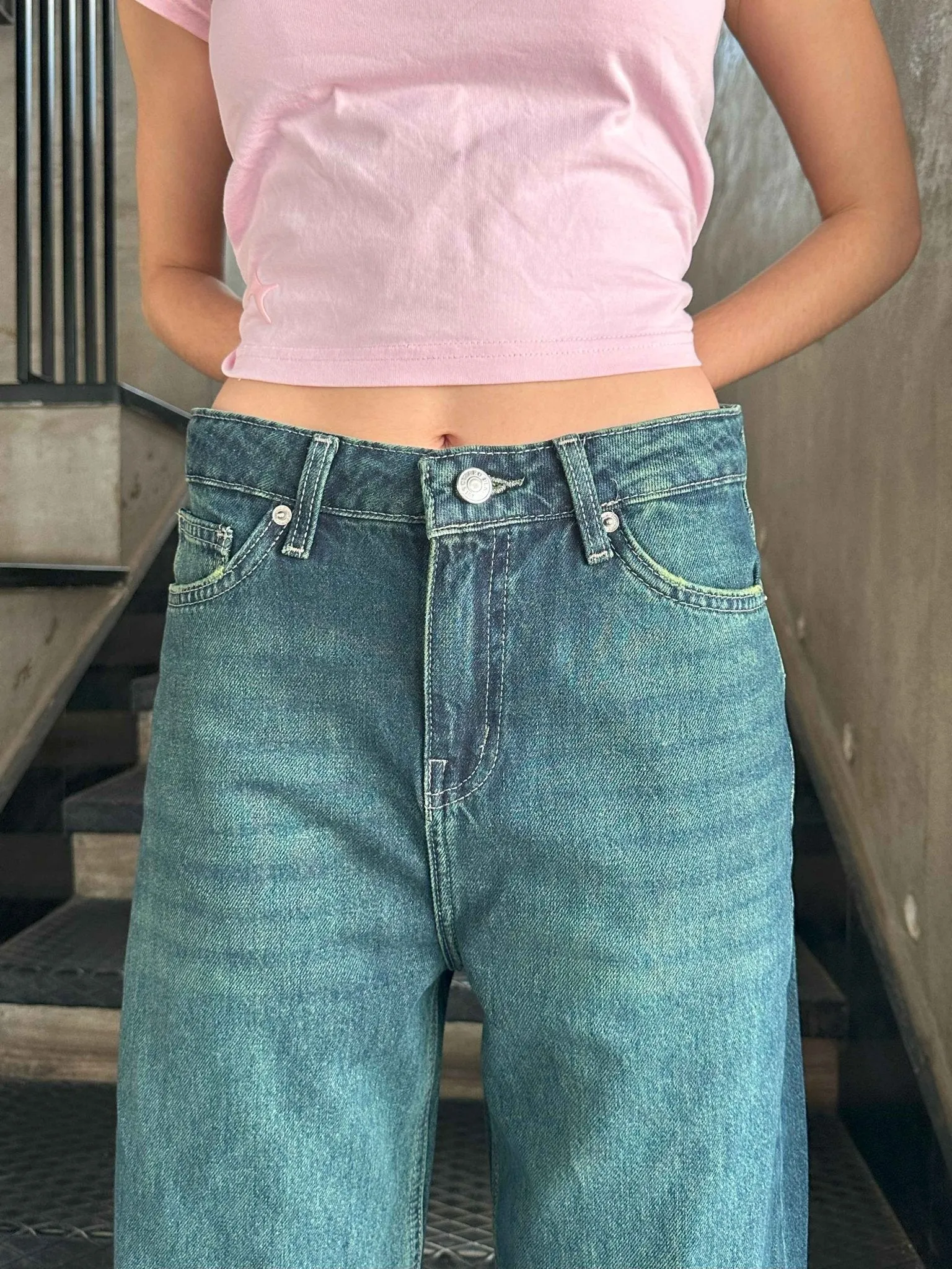 Baggy - Dark Vintage Blue Green Jeans.
